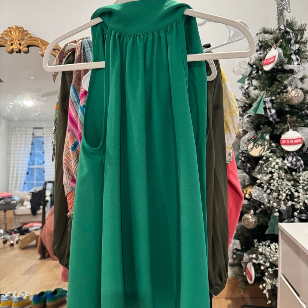 TRW Boutique Green Halter Neck Top With Tie